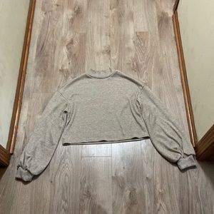 turtle neck cropped long sleeve top - heavy fabric